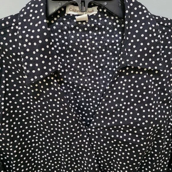 Coldwater Creek Black & White Polka Dot Blouse – Women’s Plus 2X Long Sleeve - Picture 9 of 10
